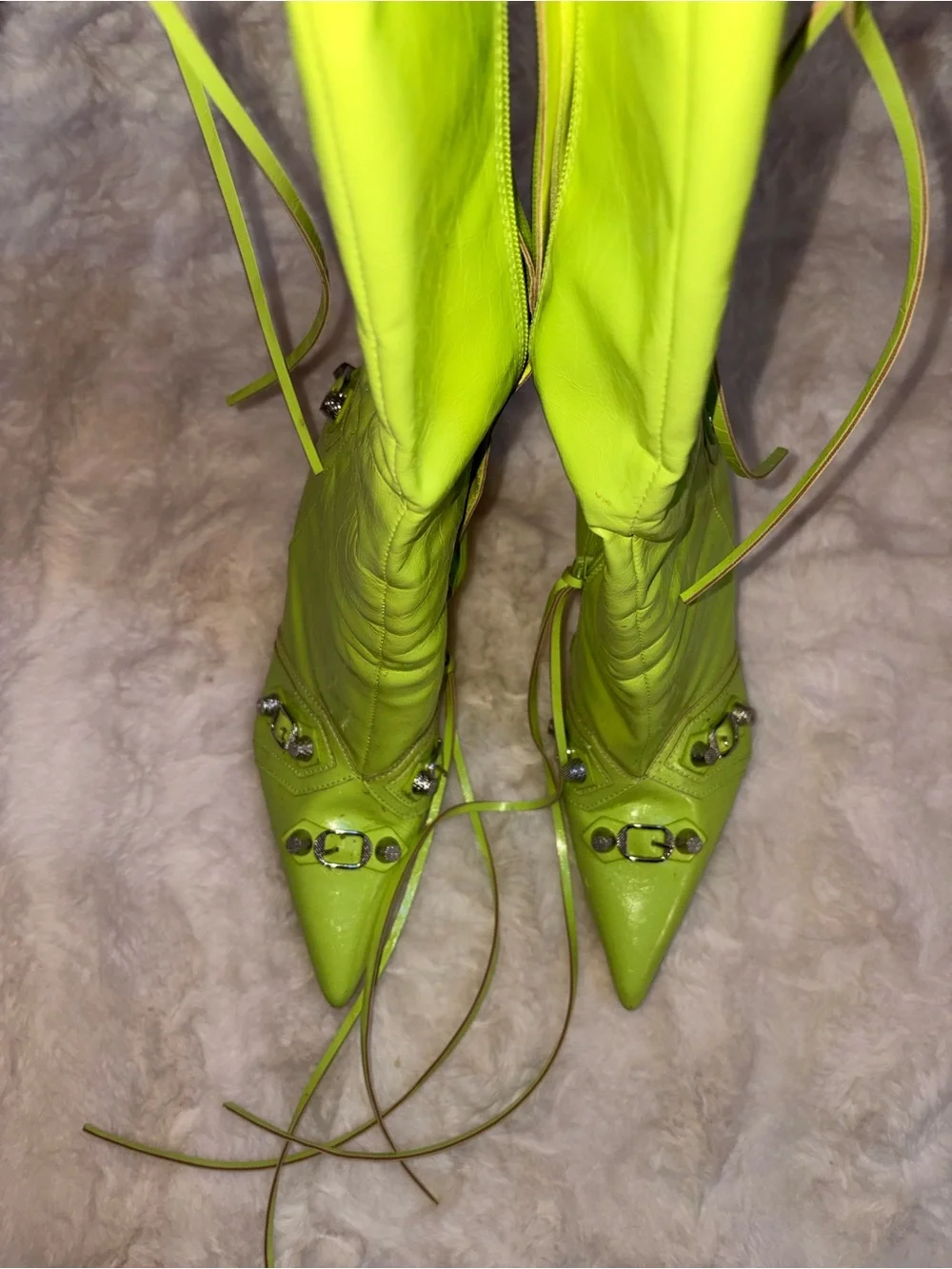 Fashion Nova Neon Lime Over-the-Knee Stiletto Boots